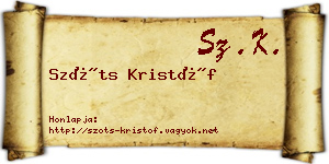 Szőts Kristóf névjegykártya